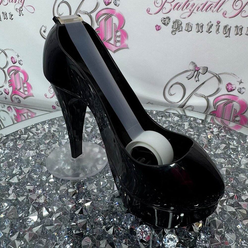 Scotch tape dispenser high heel shoe 👠 tape holder black rare cute desk